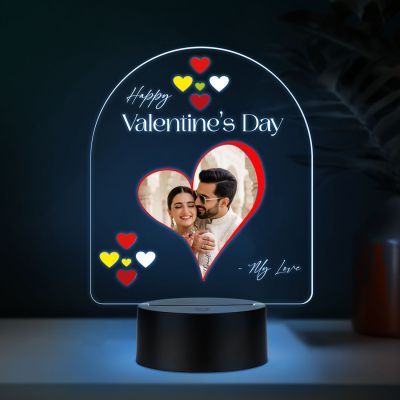Personalized Happy Valentines Day My Love LED Night Lamp with Automatic Color Changing Light Valentines Day Gift for Boyfriend, Girlfriend, Husband Wife